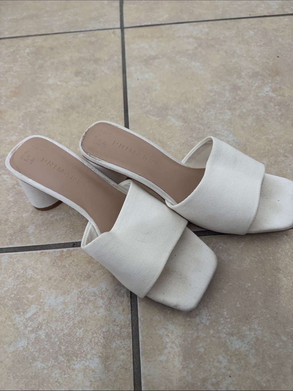 Primark Off-White Slide Heeled Mules